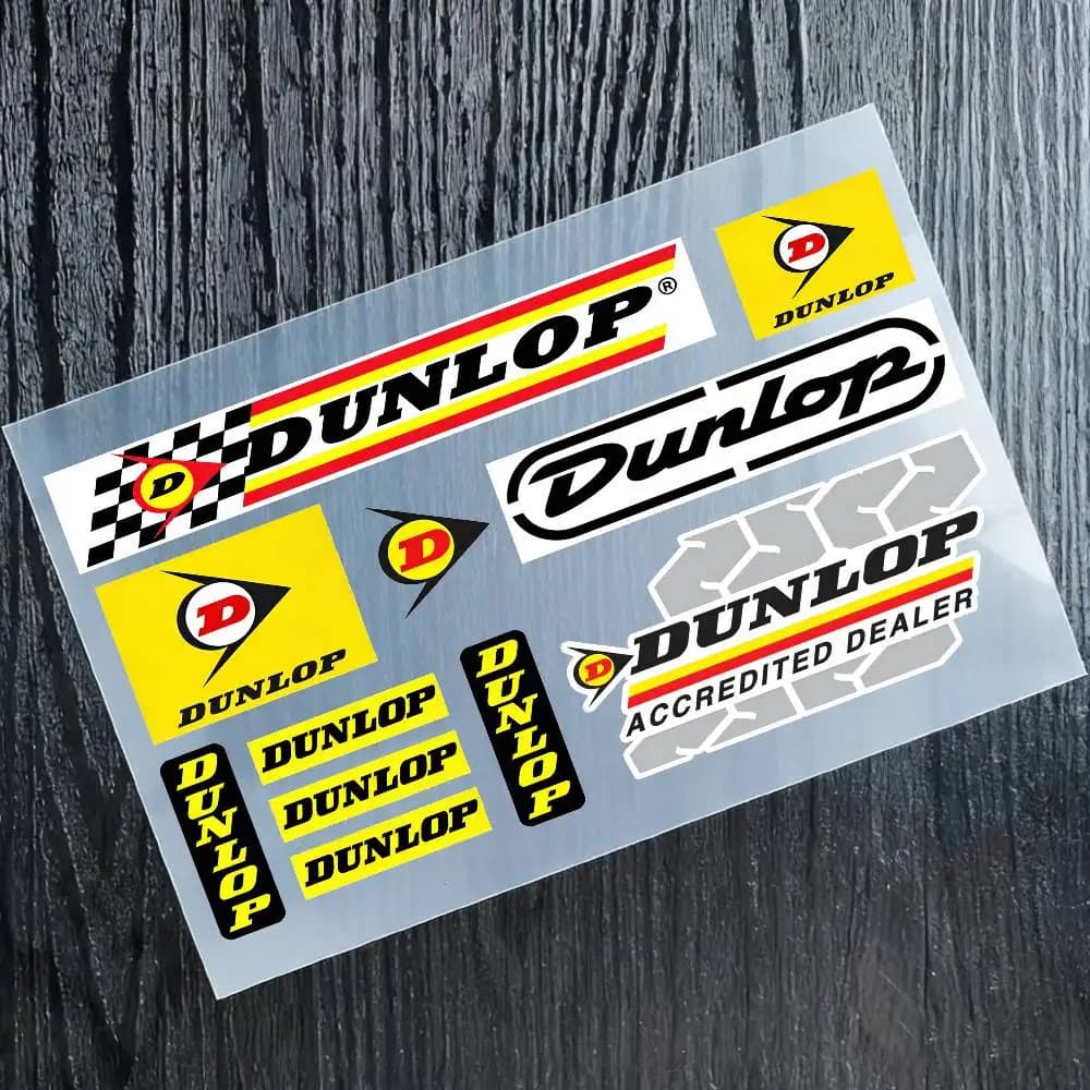 Adesivi Riflettenti DUNLOP per Moto, Impermeabili, per Casco, Scooter, Serbatoio Carburante, Cassetta degli Attrezzi, Corse