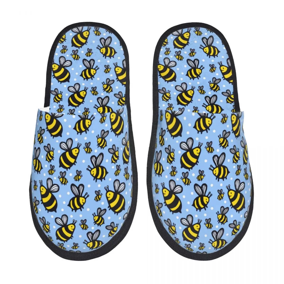 Pantofole da Donna Personalizzate con Motivo di Api Blu, Comode e Calde con Memory Foam, per Interni ed Esterni