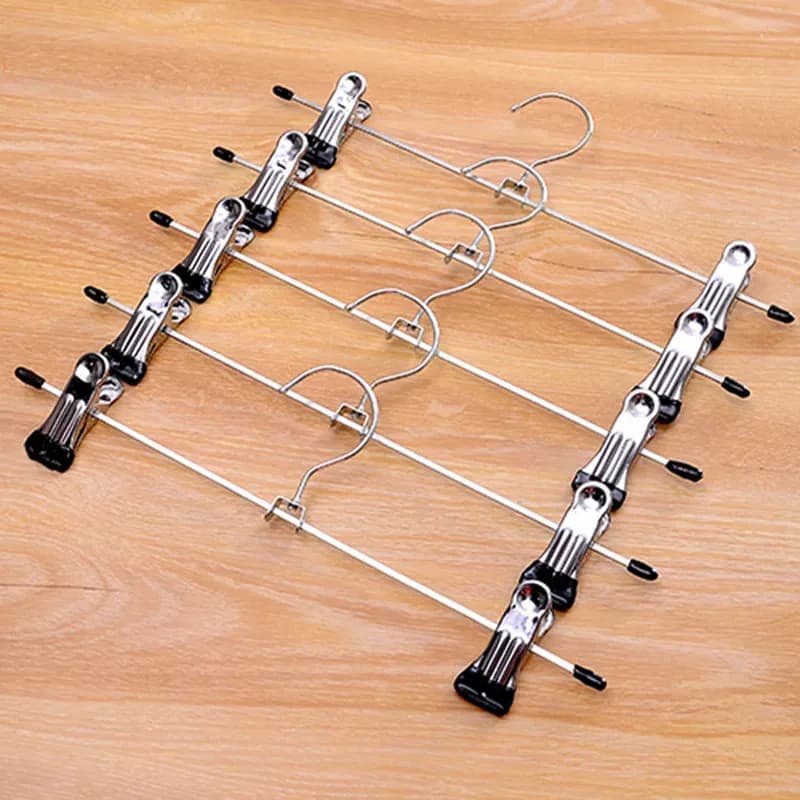 Anti-wind metal clothes hanger for clothes, pants, non-slip stretcher with adjustable clip, shelves for storing objects in the closet, 5 pieces.