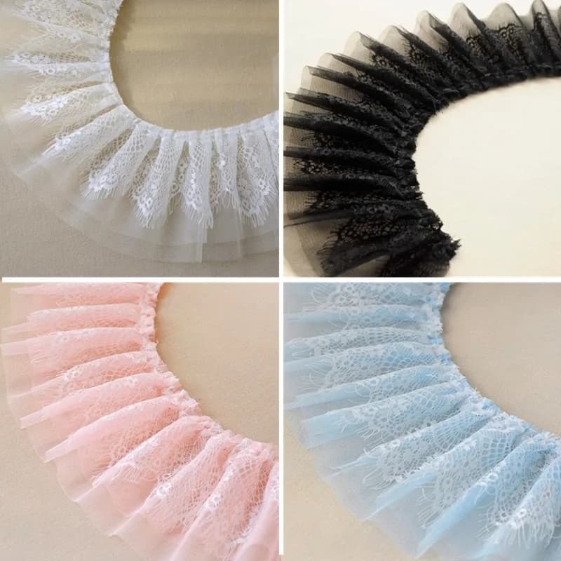13 cm di larghezza 3 strati ciglia pieghettate tulle pizzo fai da te signore ragazze abbigliamento per bambini gonna polsini comodo cucito tendenza finiture