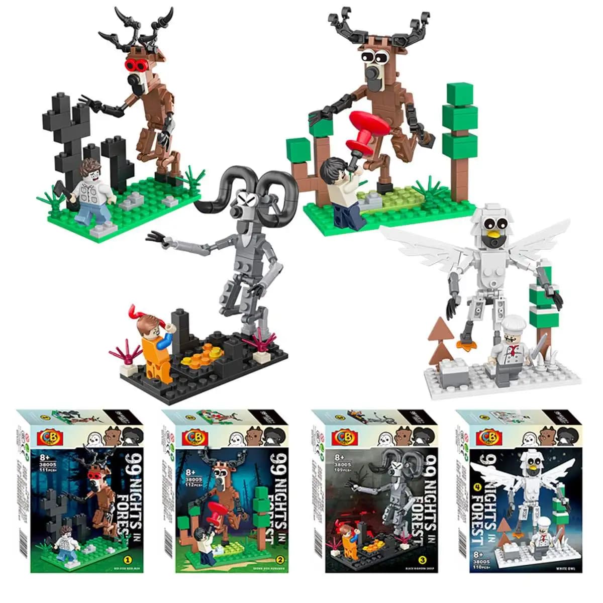 Hot 99 notti nella foresta blocchi di costruzione animale cervo gufo capra gatto mammut perdita cervo mattoni assemblati modello di assemblaggio giocattolo per bambini
