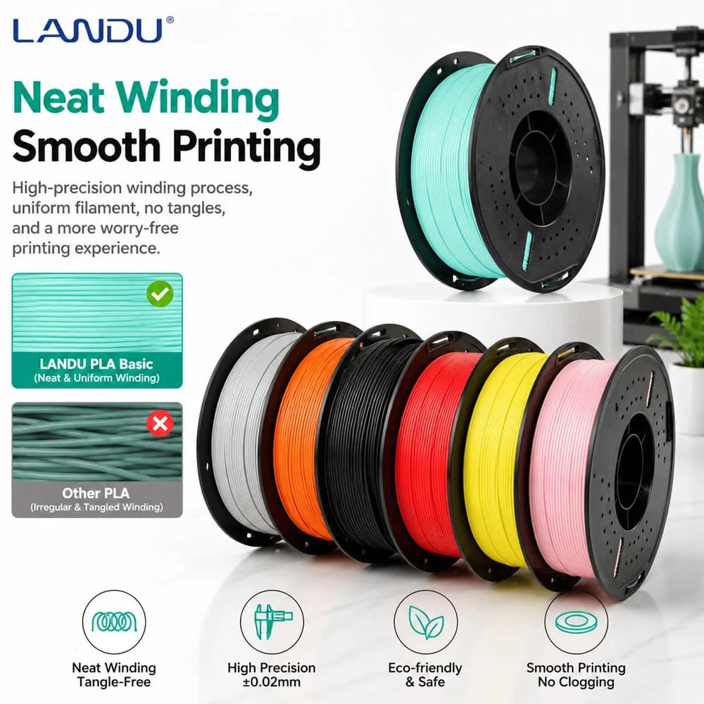 LANDU 3D Printer Filament PLA Basic 1kg 1.75mm, Multiple Colors, 3D Printing Materials, Basic PLA Filamento, For FDM