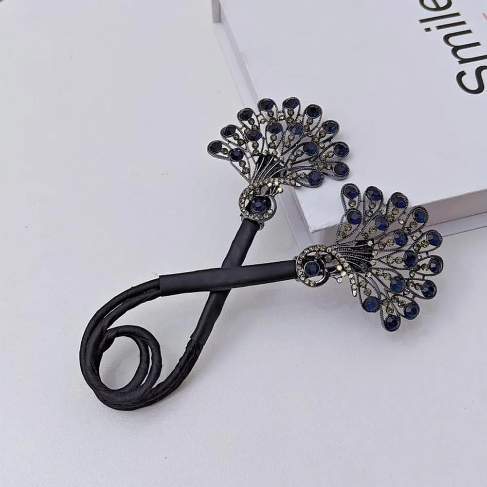 Stylish Set of accessories for women's hair Styling with fish tail sandwich roller with fast rhinestone feathers flower