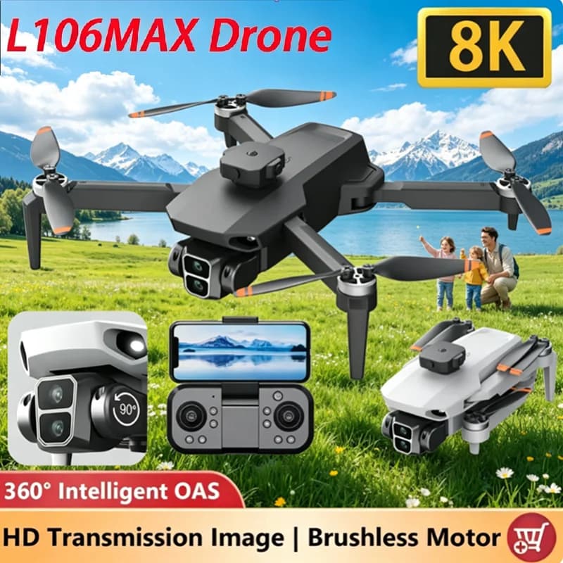 New L106 RC Drone With 8K HD Camera 5G WiFi FPV Video QuadCopter Remote Control For Adults Kids Hobby Airplane Drone Toys Gifts