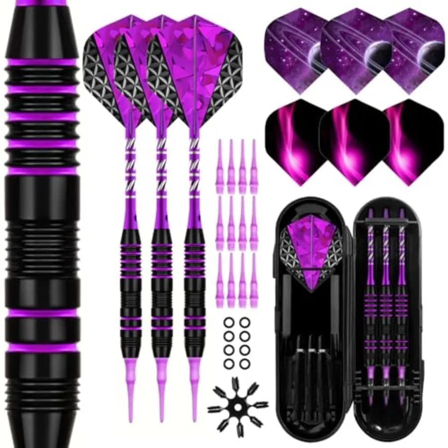 Set di freccette con punta morbida - Set di freccette con punta in plastica, 3 aste in alluminio, freccette professionali con punta in plastica, punte di ricambio 2BA professionali