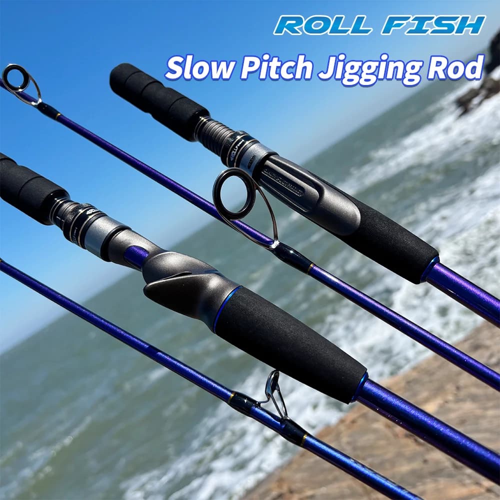 Canna da Pesca Slow Jigging per Acqua Salata ROLLFISH con Portamulinello Fuji, Design in Fibra di Carbonio ad Alta Resistenza per Appassionati di Pesca in Acque Profonde
