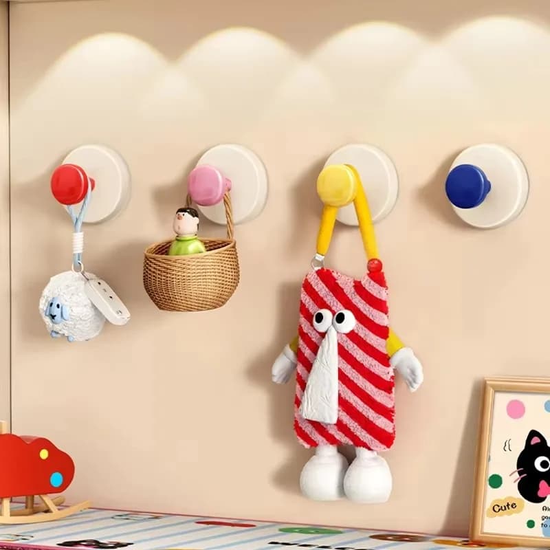 1pc Suction Cup Hook No Drill Suction Cup Towel Hooks Home Clothes Wall Hanger Foldable Fixing Suction Cup Storage Accessory