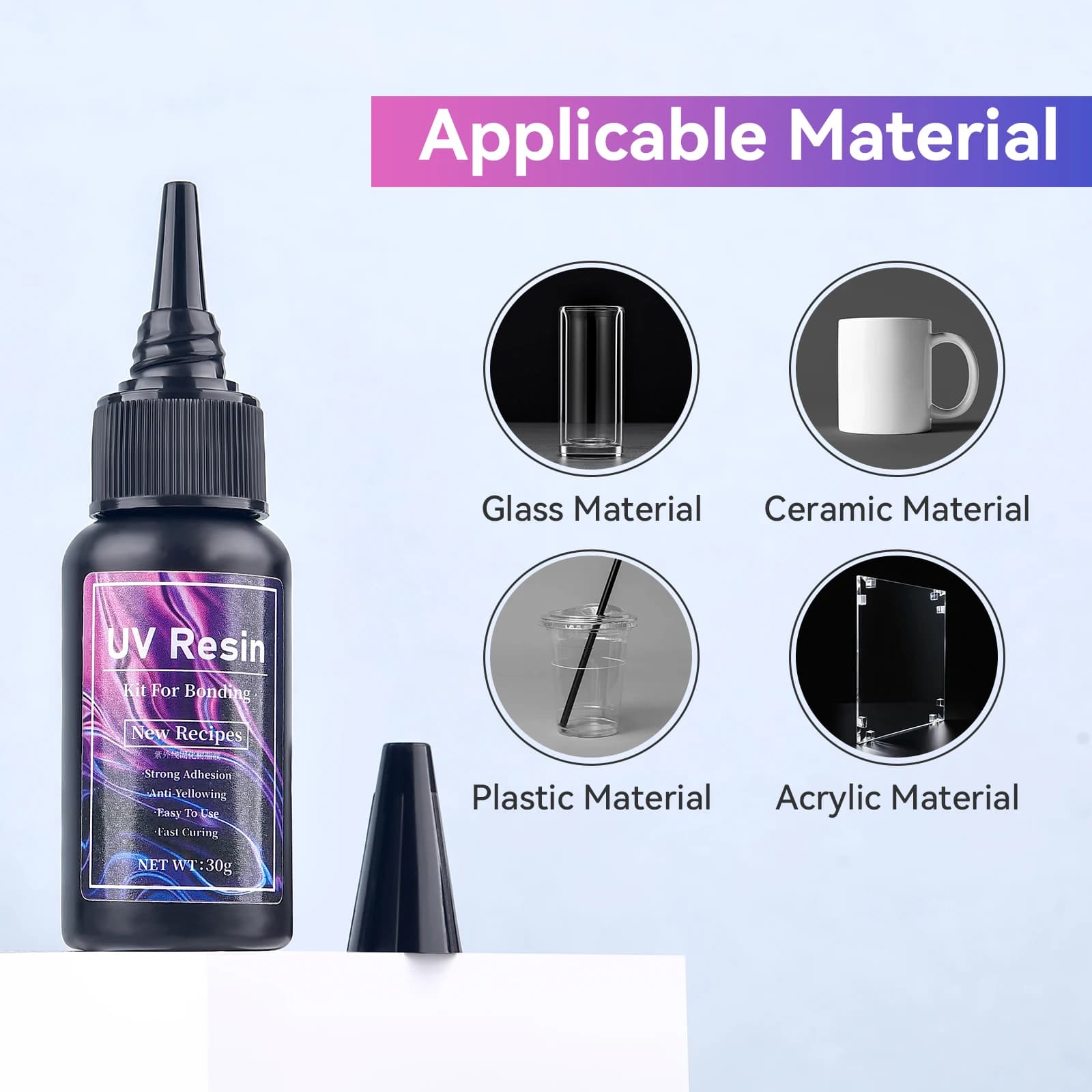 Kit di colla per saldatura con incollaggio UV Colla UV super incollante Correzione di polimerizzazione liquida Colla dura per riparazione legno in resina ad asciugatura rapida