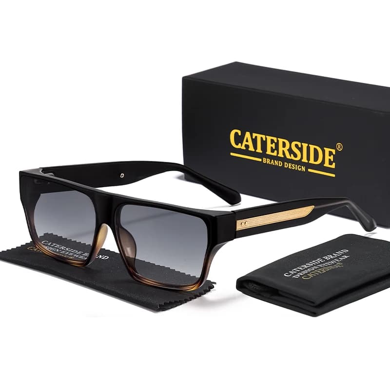 CATERSIDE Men's Square Sunglasses Luxurious Sunglasses With Gold Temple Decoration Travel Glasses For Women's Fashionable UV400