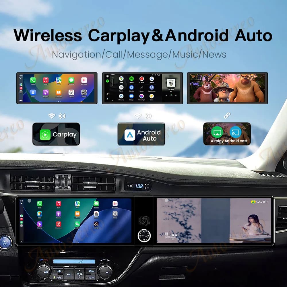 Qualcomm 12.3inch Dual Screen For Toyota Corolla 2014~2016 Android 13 Car Radio Multimedia Player GPS Navigation Accesorios Auto