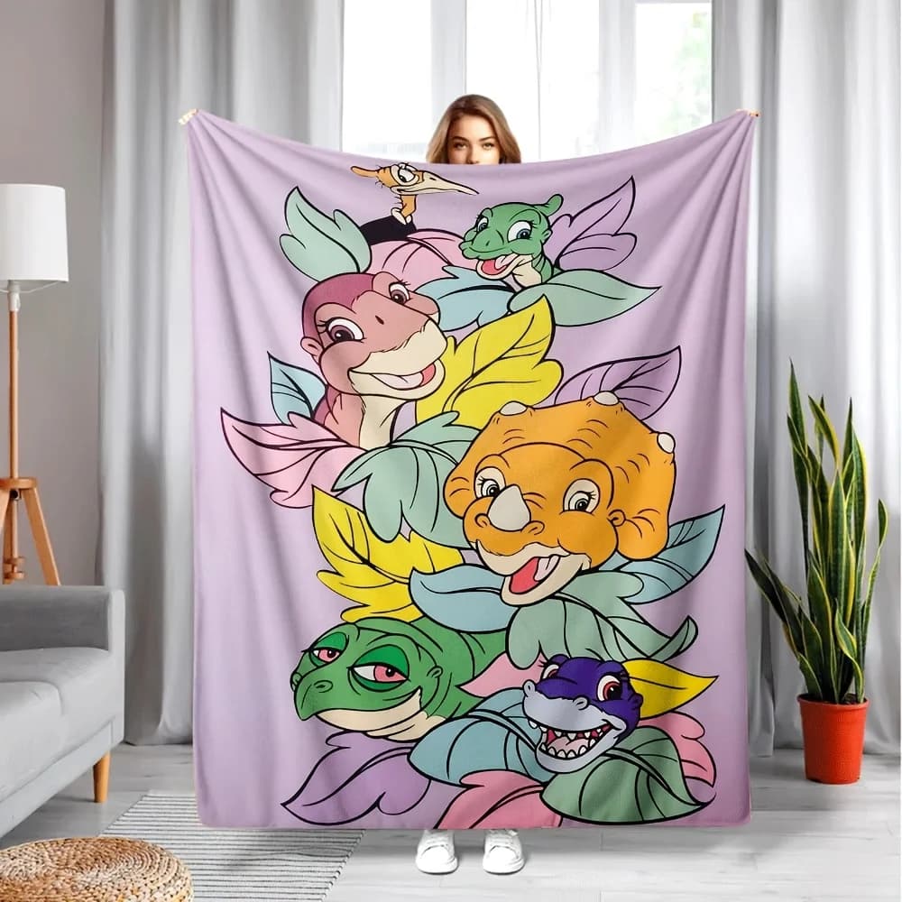 Adventure of the Little Dinosaur Flannel printed blanket suitable for all seasons suitable for living room office sofa travel