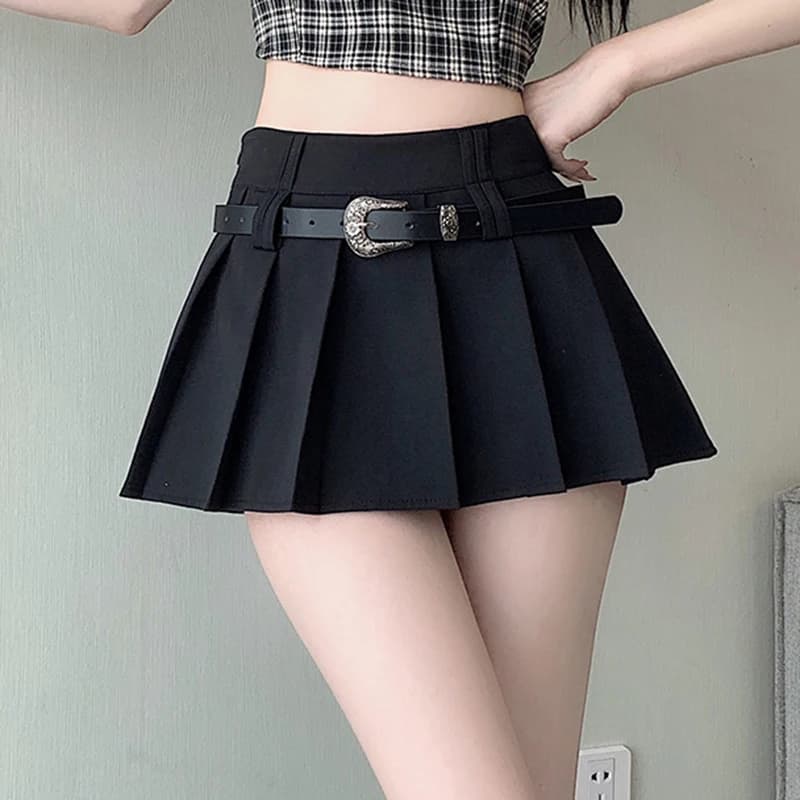 Egirl pleated skirt with skirt Skater belt woman teengerl miniskirt and-girl Y2K aesthetic years '90 spring summer Outfit