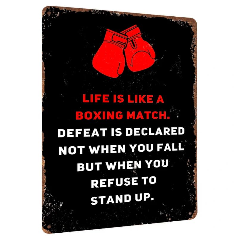Motivational Boxing Gloves Metal Tin Sign Gym Decor Wall Art Inspirational Quote Home Decor