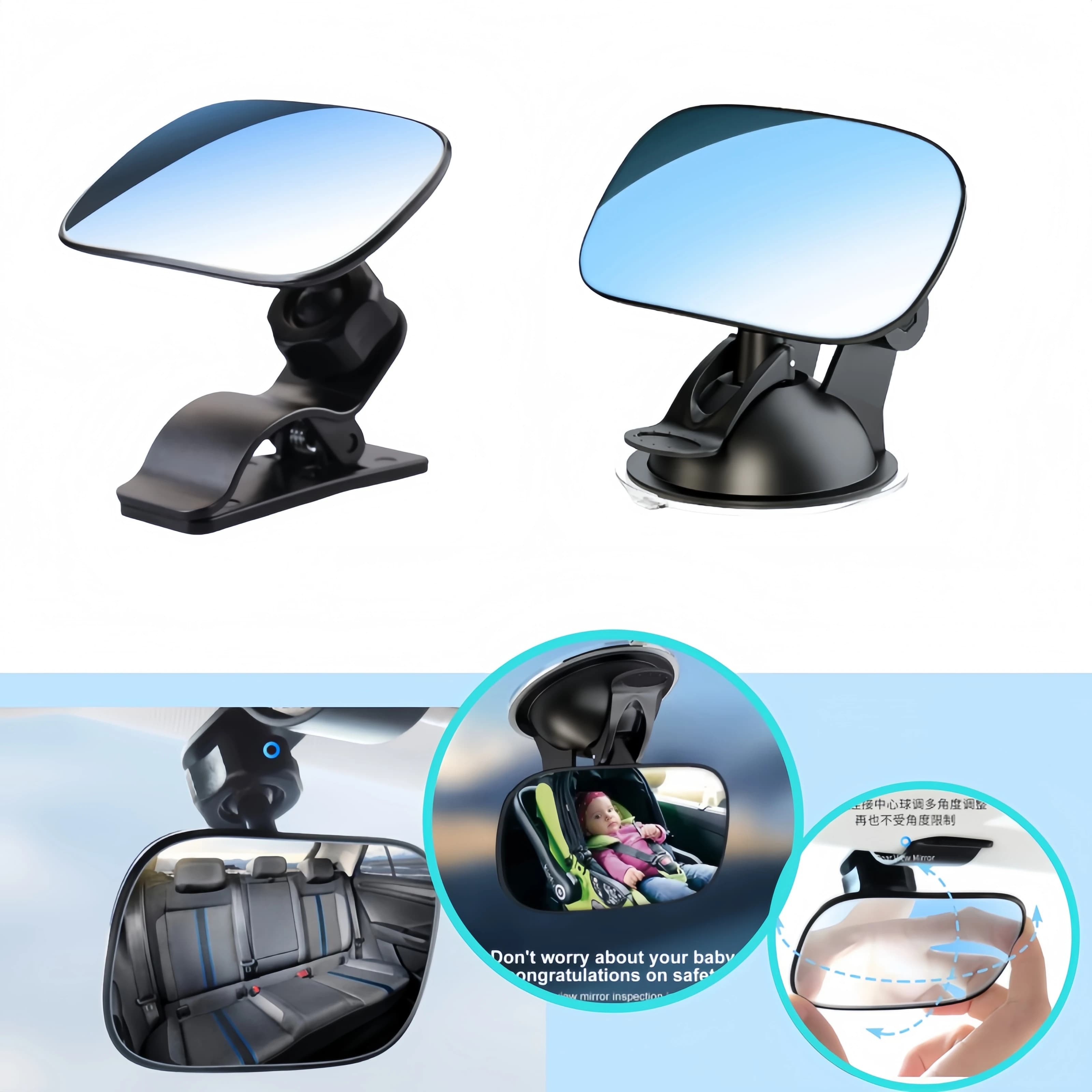Specchietto di sicurezza per bambini universale regolabile a 360 gradi per seggiolino auto con vista grandangolare antiriflesso Monitor per bambini Cura dei bambini