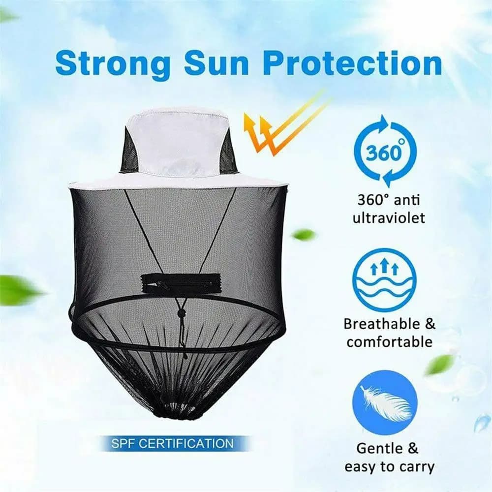 Summer Hidden Net Mesh Foldable Insect Bee Protection Outdoor Sunscreen Repellent Protection Fishing Cap Mosquito Hat