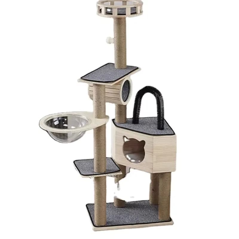 Wholesale Pet Toy High Quality Floor to Ceiling Cat's Climbing Tree Mouse House Cat Tower Tree Wood Large Cat Trees & Scratcher