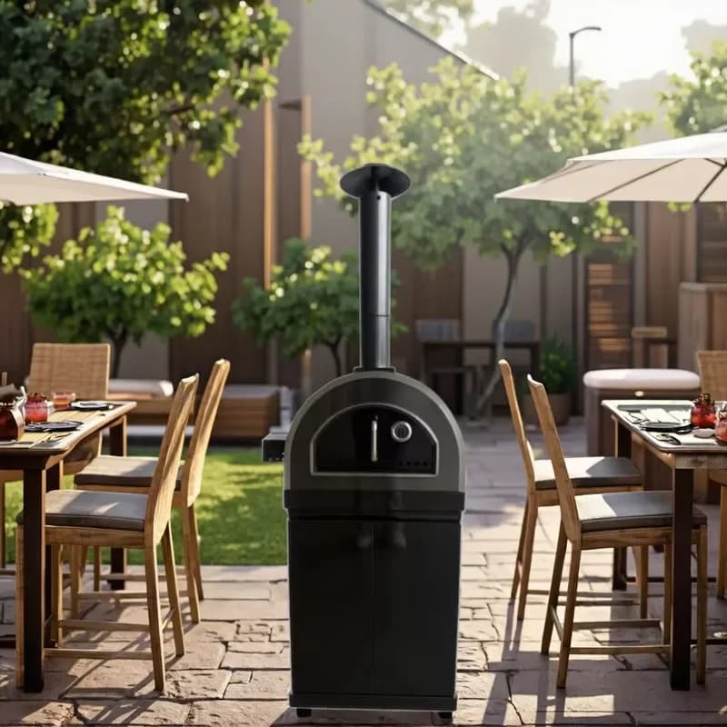 25-Inch Pizza Oven with BBQ Grill with Pizza Baking Stone Outdoor Cooking Set for Backyard Patio & Garden Use