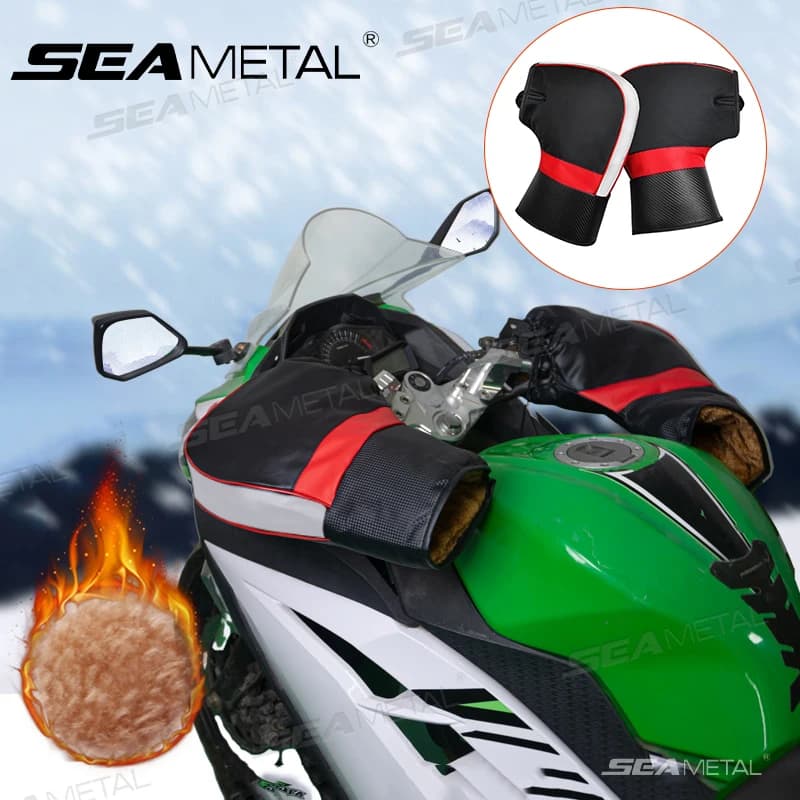 SEAMETAL Manicotti termici invernali per moto Copri manubrio per moto in velluto Guanti protettivi impermeabili antivento