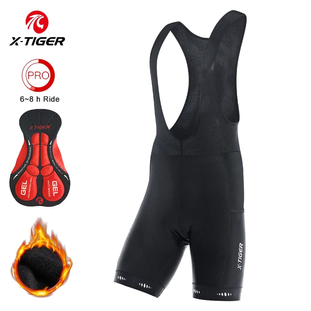 X-TIGER Pantaloncini da ciclismo da uomo in pile caldo con zaino in spalla Pantaloncini da ciclismo con bici da strada autunnali e invernali