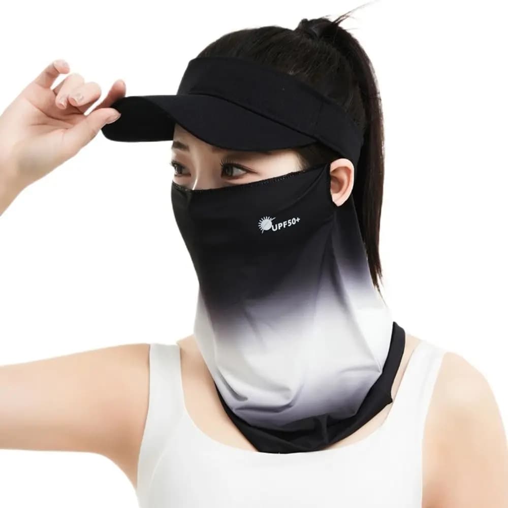 Maschera viso estiva in seta ghiaccio traspirante, protezione solare per pesca e ciclismo, velo anti-UV per collo e viso