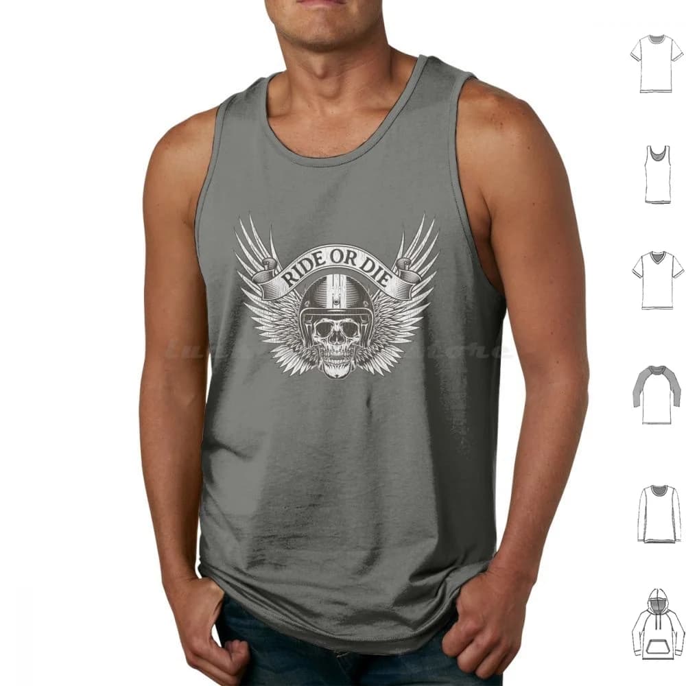 Ride Or Die Canottiere Gilet senza maniche Motocicletta Casco con teschio Ride Or Die Open Road Bike Life Racing