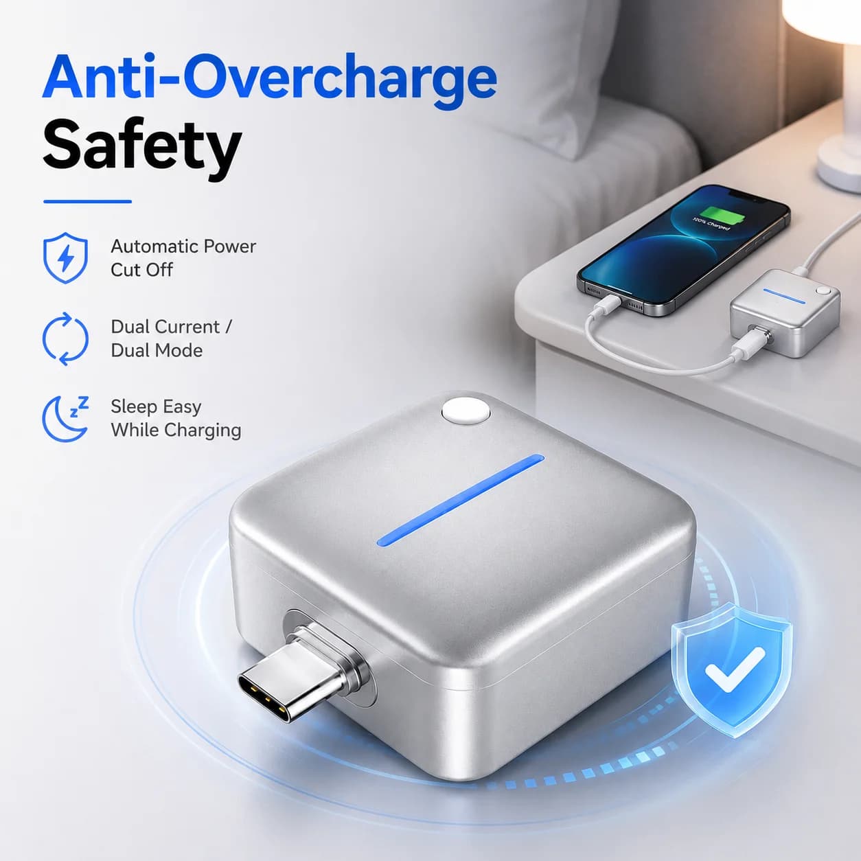 Type C Full Charge Separator 140W Fast Charging Adapter AI Auto Detection Power Off Anti Overcharge Phone Charger Protector