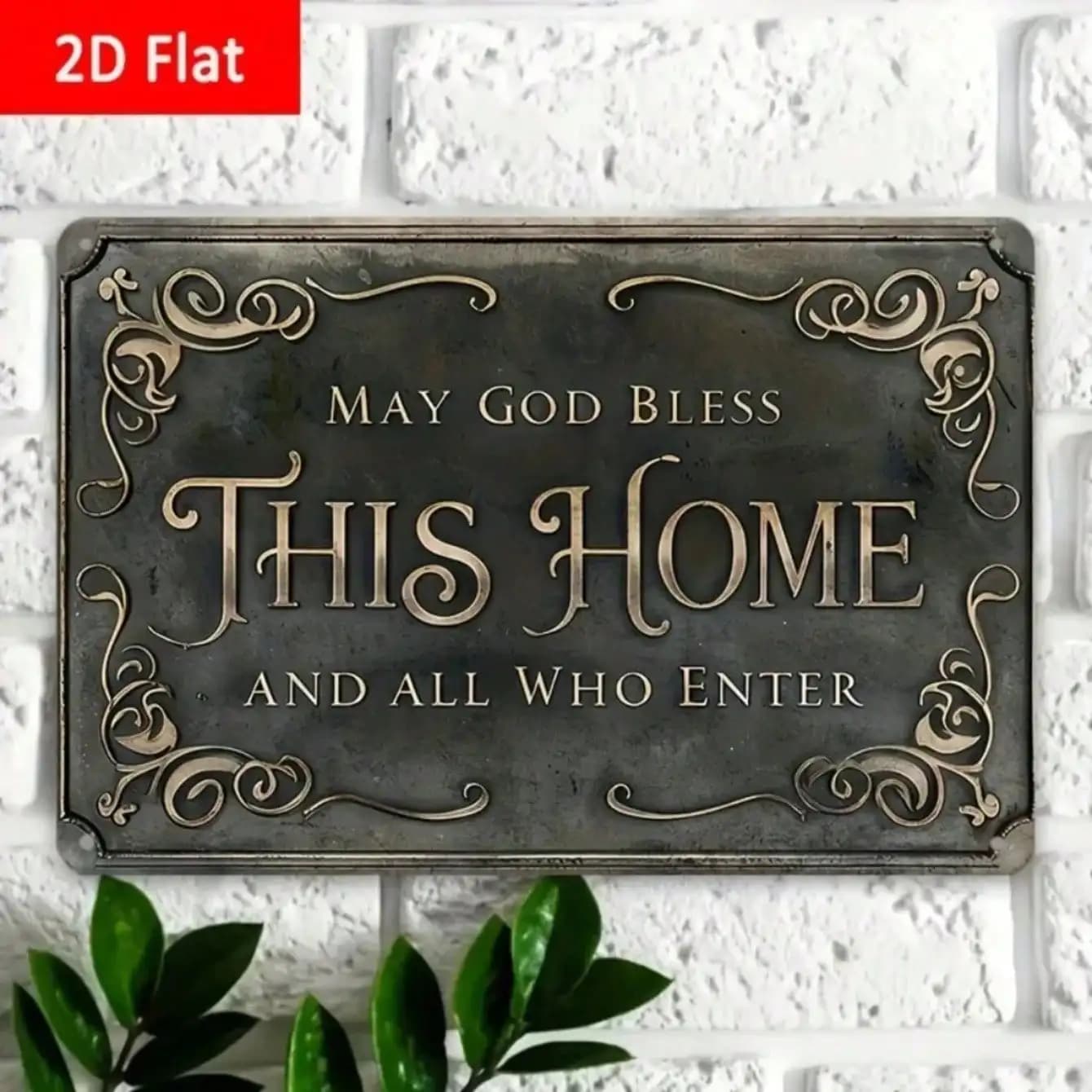 Targa da parete religiosa in metallo "Dono benedica questa casa" Decorazione ispiratrice per il corridoio del soggiorno