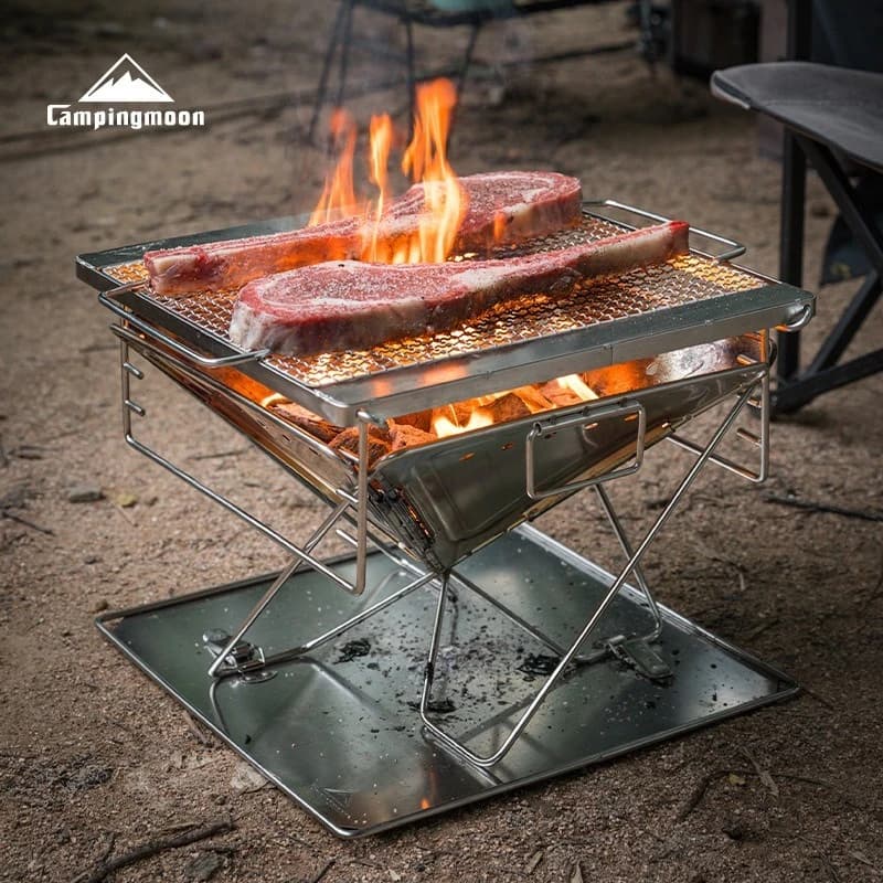 CAMPINGMOON MT-045-W2 Griglia in Acciaio Inox a Rete Larga per Barbecue e Accessori per Tavolo da Campeggio
