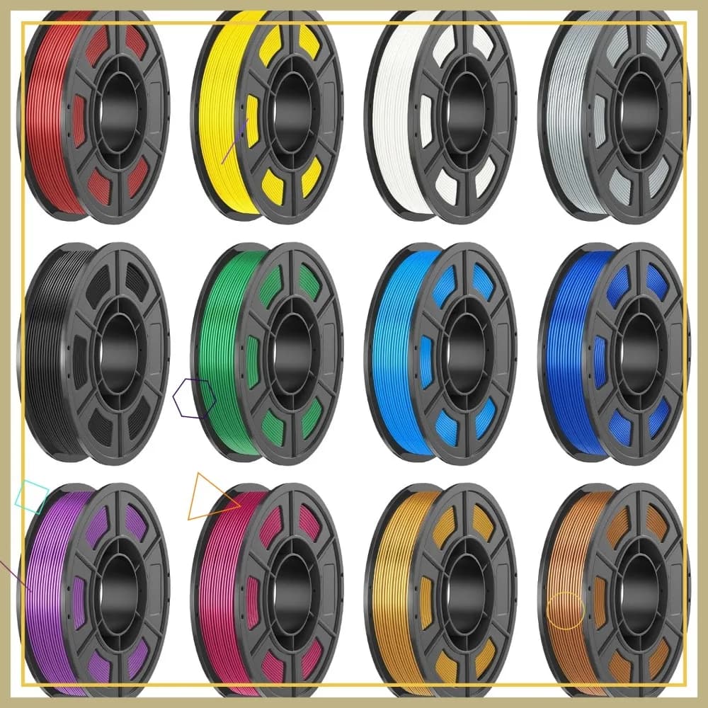 Set di Filamenti per Stampante 3D, PLA Seta 1.75mm 12 Colori 250g Ciascuno, Totale 3kg, Alta Fluidità, Compatibile con Stampanti FDM e Penne 3D