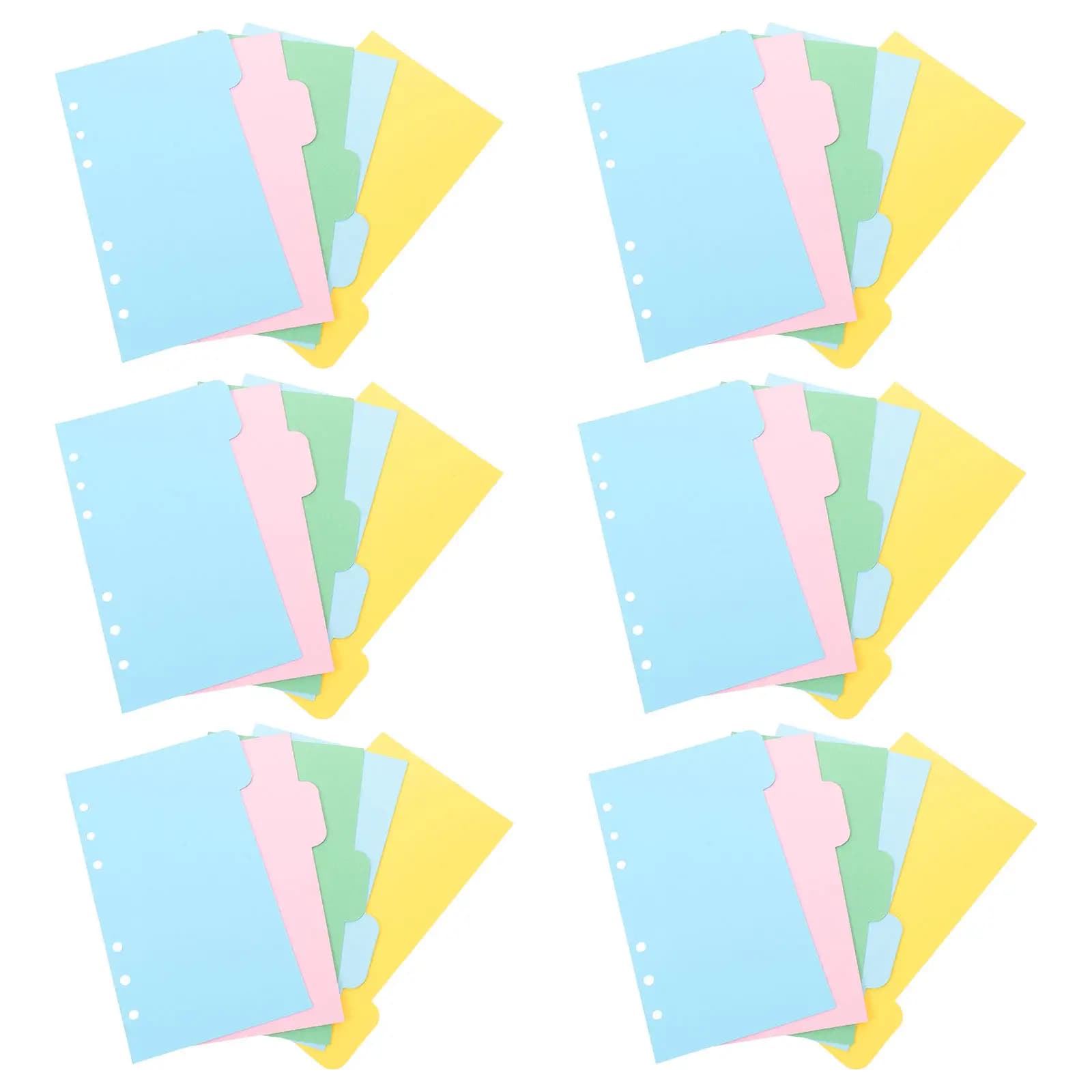 6 Set di Divisori per Quaderni A6 a Fogli Mobili, Separatori per Scrapbook, Indici per Raccoglitori, Pagine con Linguette in Cartone per Planner, Studio e Ufficio