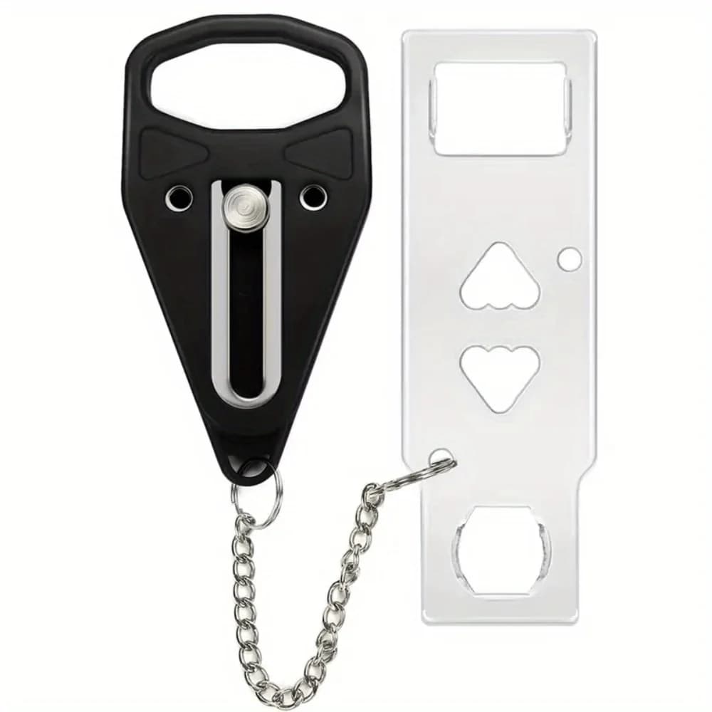 Lucchetto Portatile a Doppio Foro, Serratura in Metallo Senza Batteria, Lucchetto di Sicurezza per Porta, Antifurto con Catena
