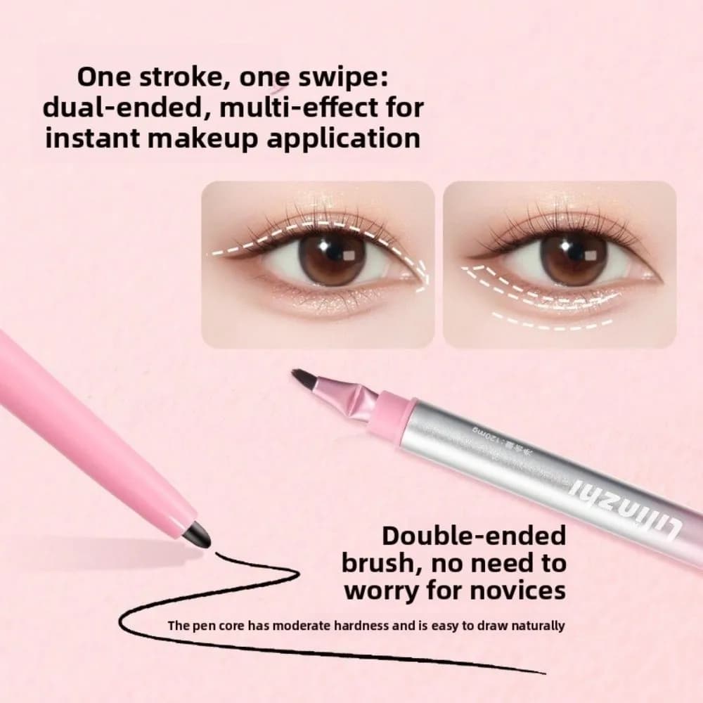Regali Penna gel per eyeliner a doppia testa resistente al sudore con angoli piegati Penna per eyeliner Strumento per il trucco Eyeliner gel impermeabile