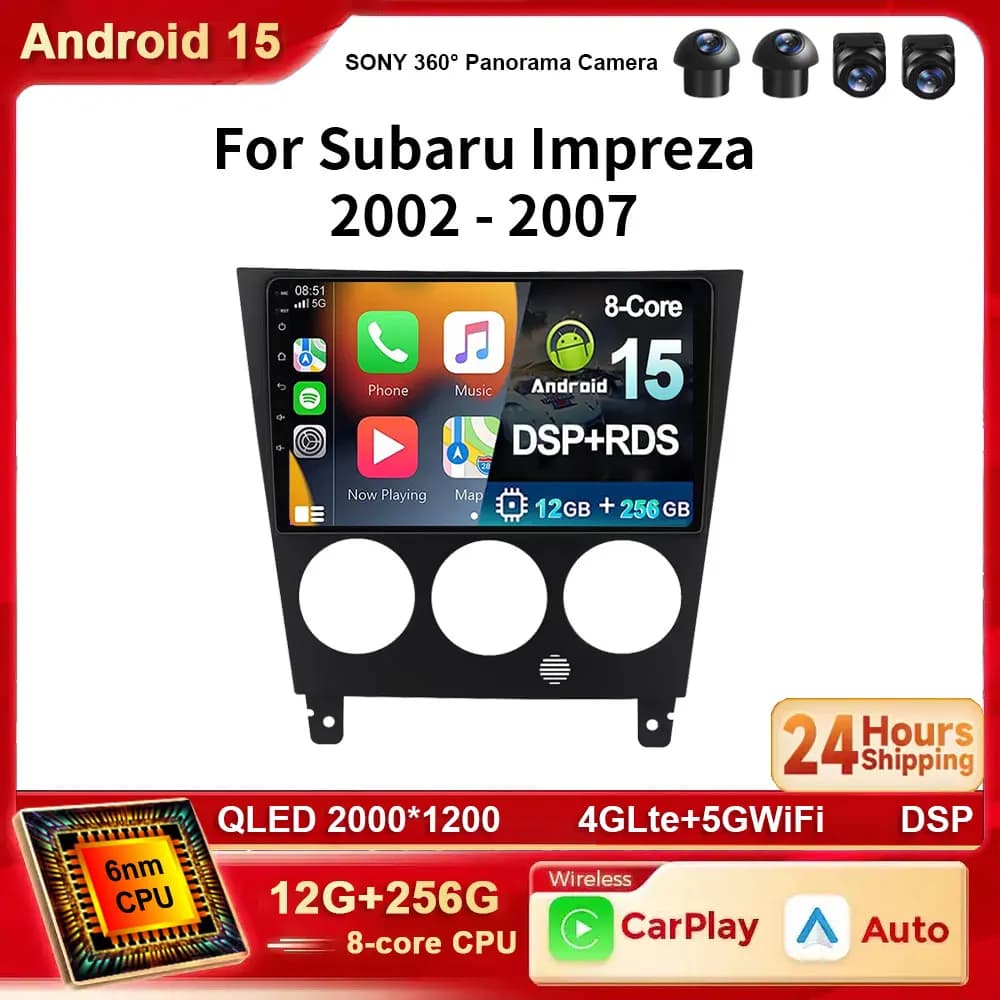 Android 15 For Subaru Impreza GD GG 2002 2003 2004 2005 2006 2007 4G WIFI Car Radio Multimedia Player GPS Audio Head Unit Stereo