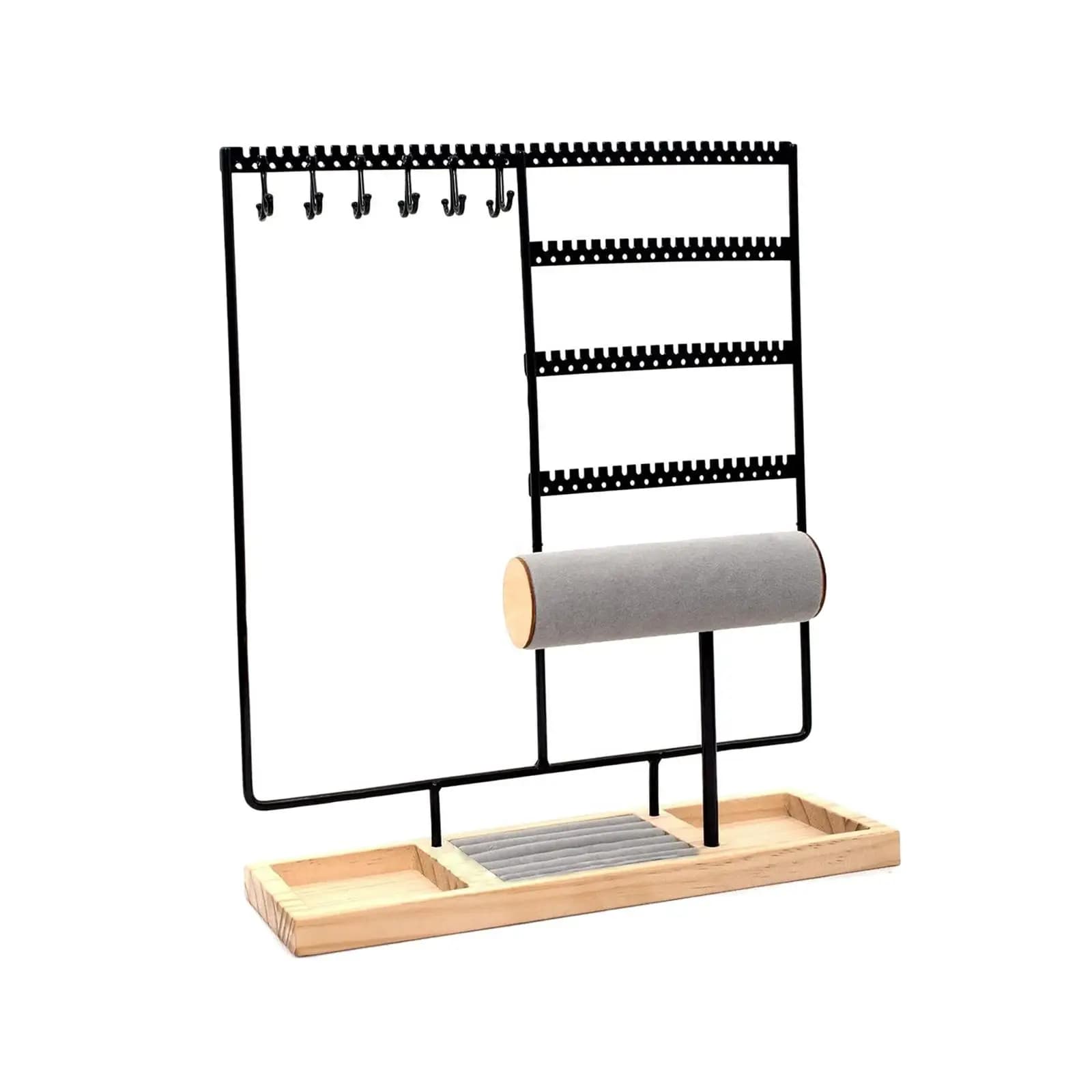 Earring Holder Large Wooden Tray Jewelry Rack for Ring Earring Hooks Watches