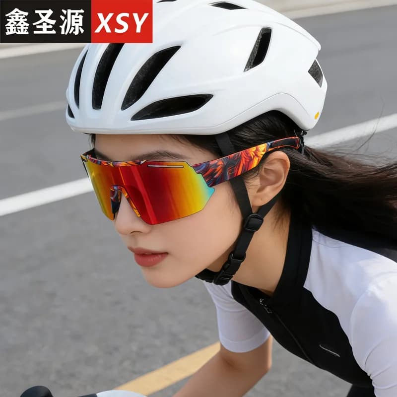 Nuovi occhiali da sole sportivi transfrontalieri per l'esportazione, stile europeo e americano, montatura grande, occhiali da ciclismo per esterni, antivento, colorati, da uomo e da donna
