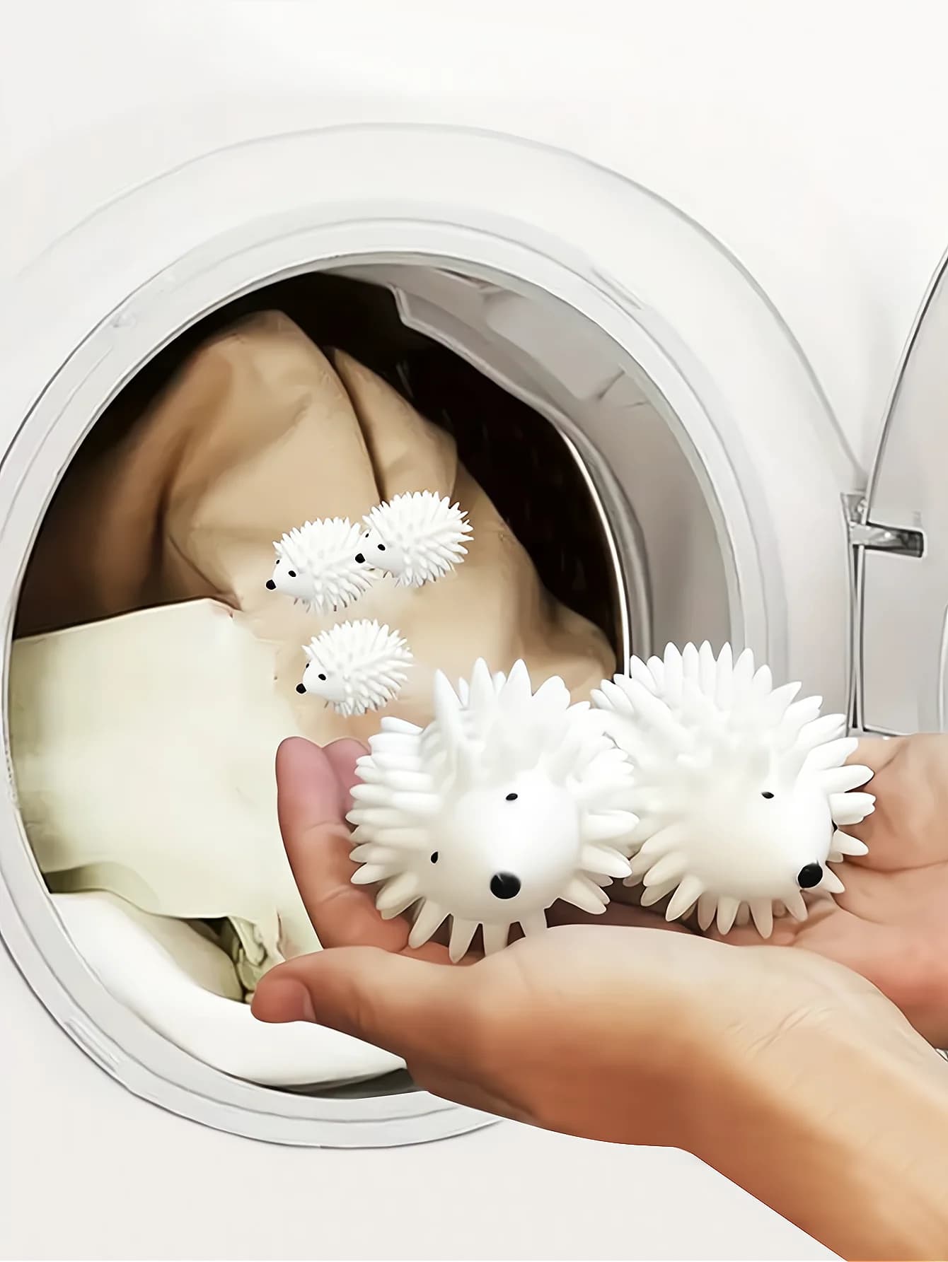 Sfera per bucato Smacchiatore per riccio bianco Anti groviglio Lavaggio magico Pulizia Abbigliamento aggrovigliante Lavatrici universali