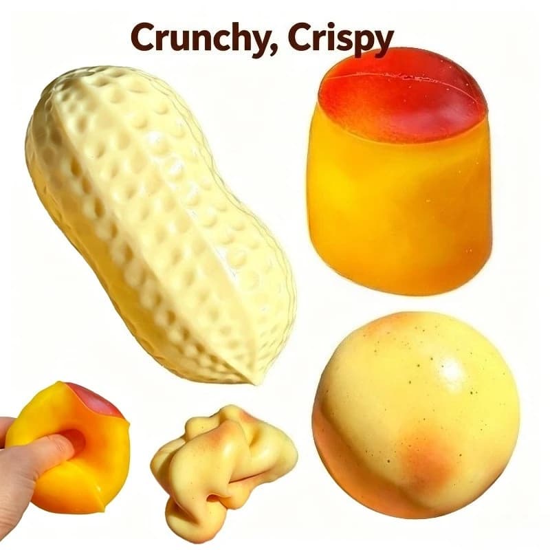 Crunchy Caramel Pudding Stress Ball Squishy Toy Crispy Peanuts, Potatoes Stress Ball Fidget Toy ASMR Sensory Stress Relief Toys