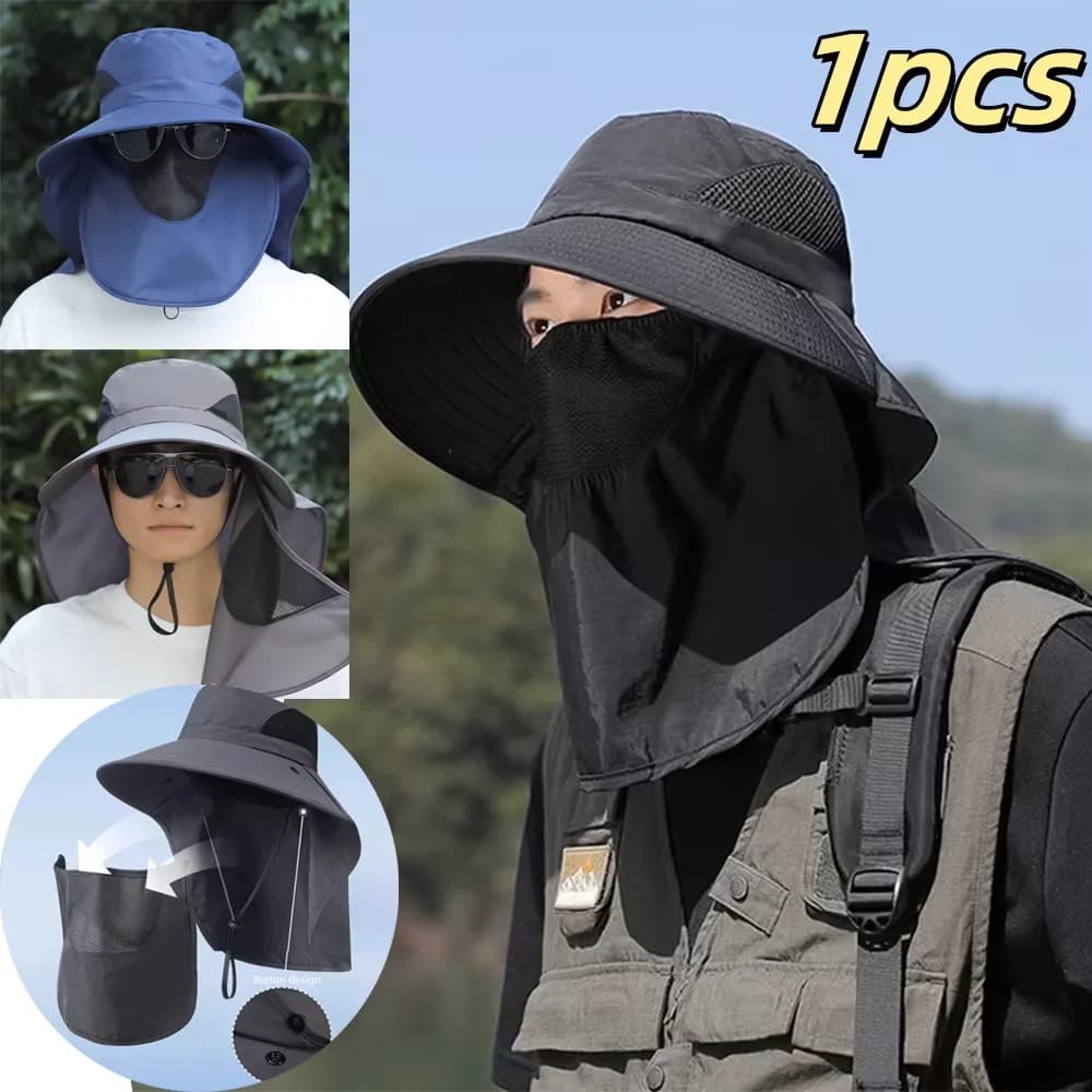 1pcs Summer Sun Hat Uv Protection Cap For Outdoor Men Women Fishing Physical Exercise Hunting Hiking Camping Visor Neck Flap Hat
