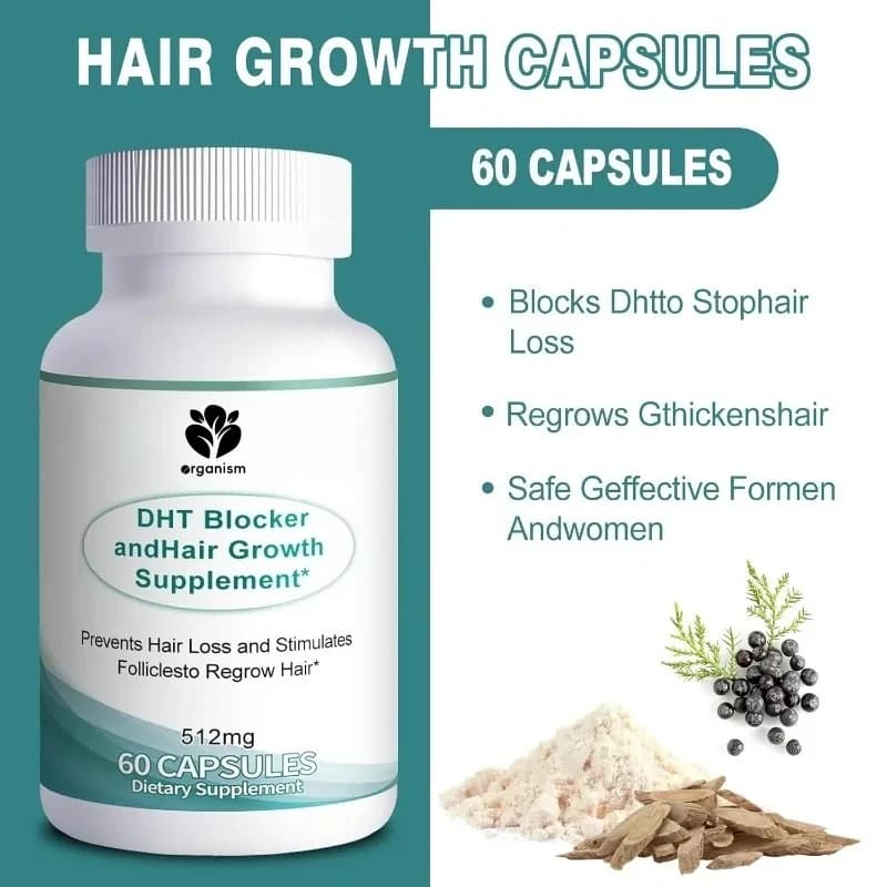 Vitamin supplement for hair growth containing DHT Blocker-60 capsules