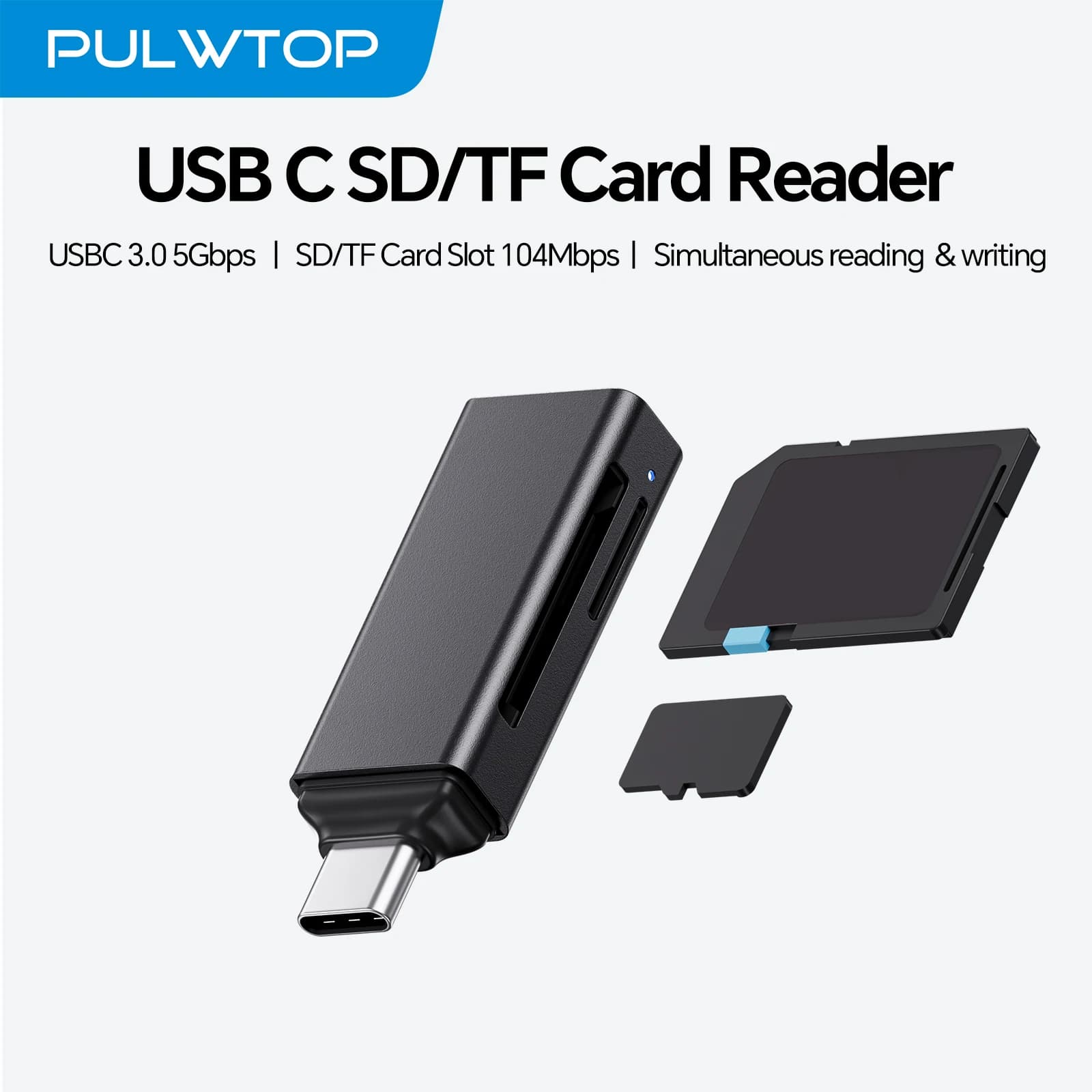 PULWTOP SD Card Reader, USB C Card Reader USB 3.0 Memory Card Adapter - Supports SD/SDXC/Micro SD/Micro SDXC/SDHC