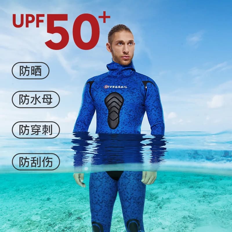 Underwater Fishing Mute 3mm/5mm/7mm Premium Mymetic Mute in Open Cell Neoprene Mute by Diving in 2 Pieces Hooded sweatshirt Snorkeling