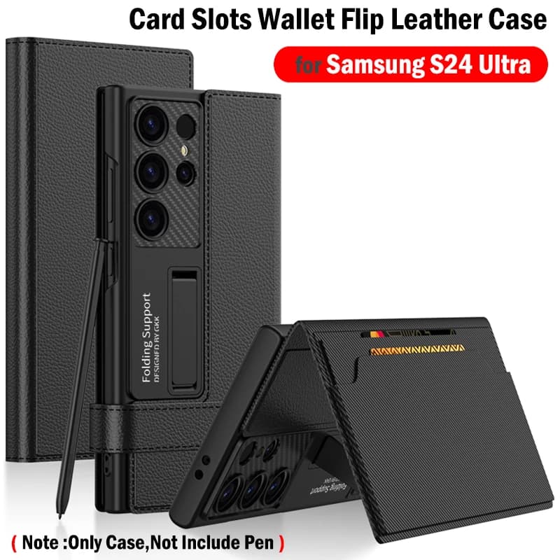 Kickstand Funda for Samsung Galaxy S26 Ultra Case Flip Leather Wallet Cover for Samusung S25 Ultra 5G Case with Magnetic Buckle