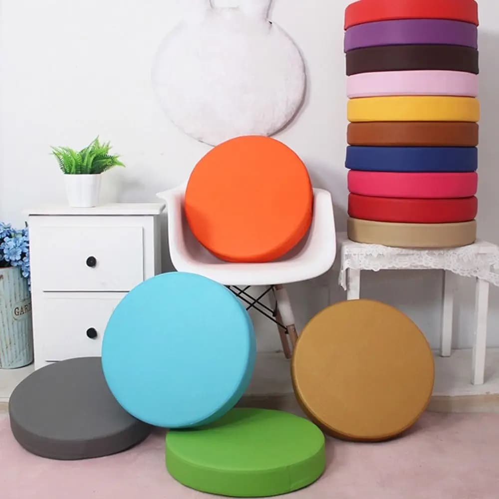 Simple Japanese Style Leather Round Cushion Soft Washable Floor Cushion Thicken Meditation Sponge Cushion Living Room