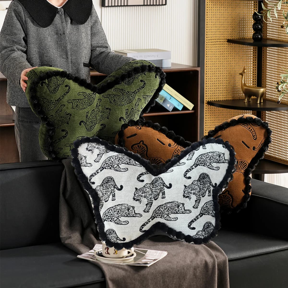 Cuscino a forma di farfalla, cuscino decorativo a forma di farfalla, cuscino per divano del soggiorno, cuscino per letto della camera da letto, cuscino di supporto lombare in peluche