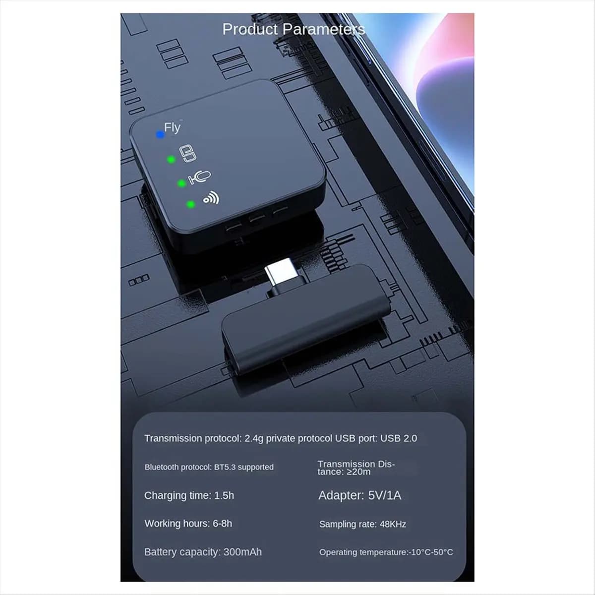 Microfono Lavalier Wireless goodidea con Cancellazione del Rumore per Registrazione Audio Video e Live Streaming su Smartphone