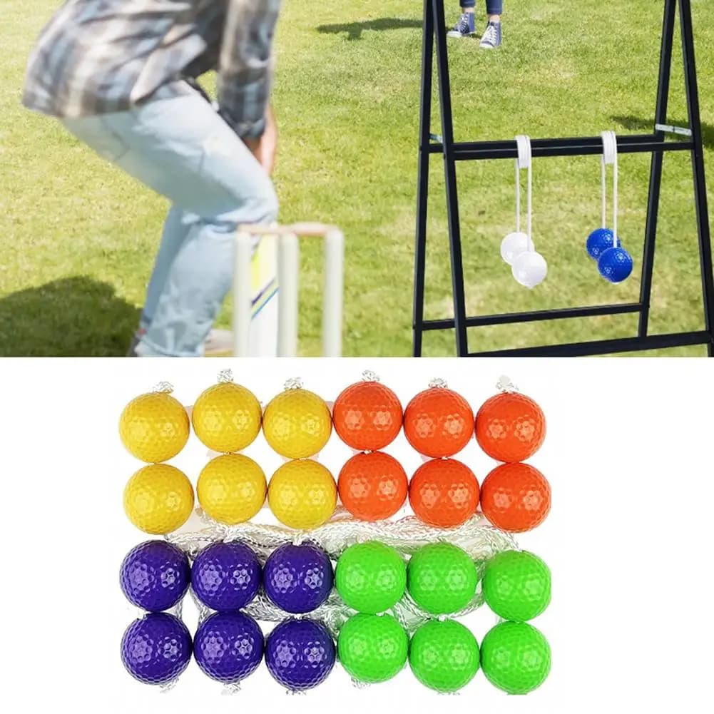 12 Paia di Palline da Golf per Allenamento, 42mm con Foro da 6.8mm, Rastrelliera per Palline da Equitazione con Borsa Portaoggetti, Accessori per Giochi di Golf all'Aperto