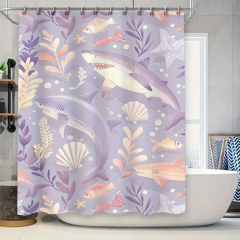 Tenda da doccia moderna per vasca da bagno, decorativa stampata impermeabile per la decorazione della casa del bagno