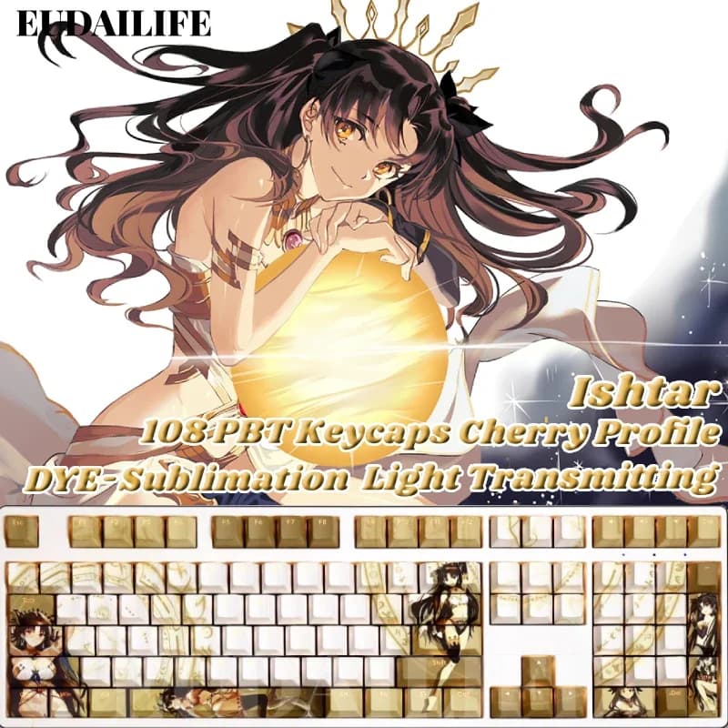 Ishtar 108 Key Caps FGO Fate Grand Order Key Cover DYE Sublimation Cherry Cross Axis Switch Keycap per regalo tastiera meccanica