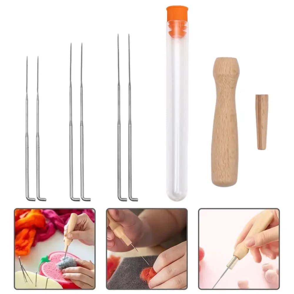 Set di aghi per infeltrimento creativi con manico in legno, aghi per infeltrimento fai da te con bottiglia, kit professionale per principianti di infeltrimento fatto a mano