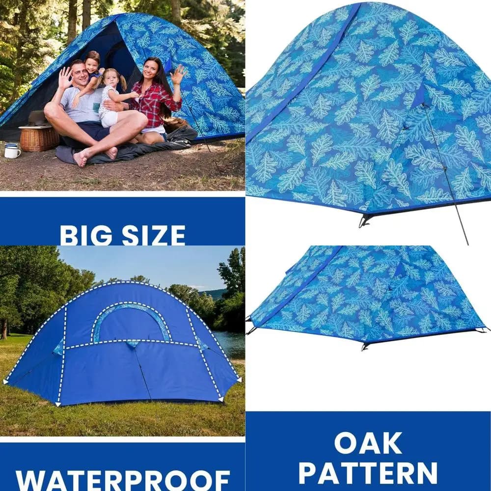 Waterproof Ultralight Dome Tent for 3 persons with aluminum poles, 4 seasons, double layer, oak pattern for backpack and camping